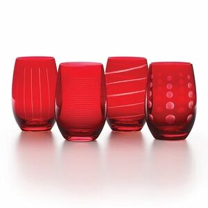 NEW Mikasa Cheers Red Stemless Wine Glass Set of 4
